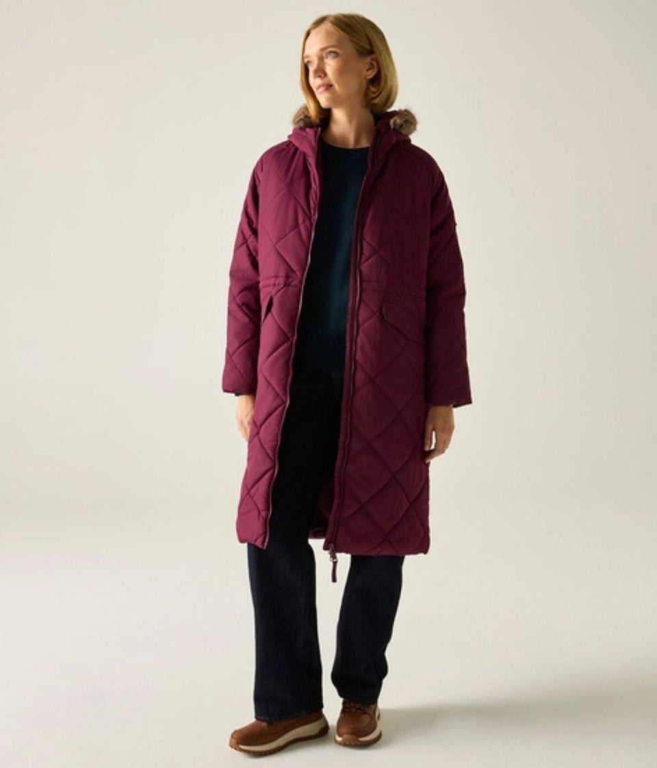 Burgundy Freyla Quilted Coat