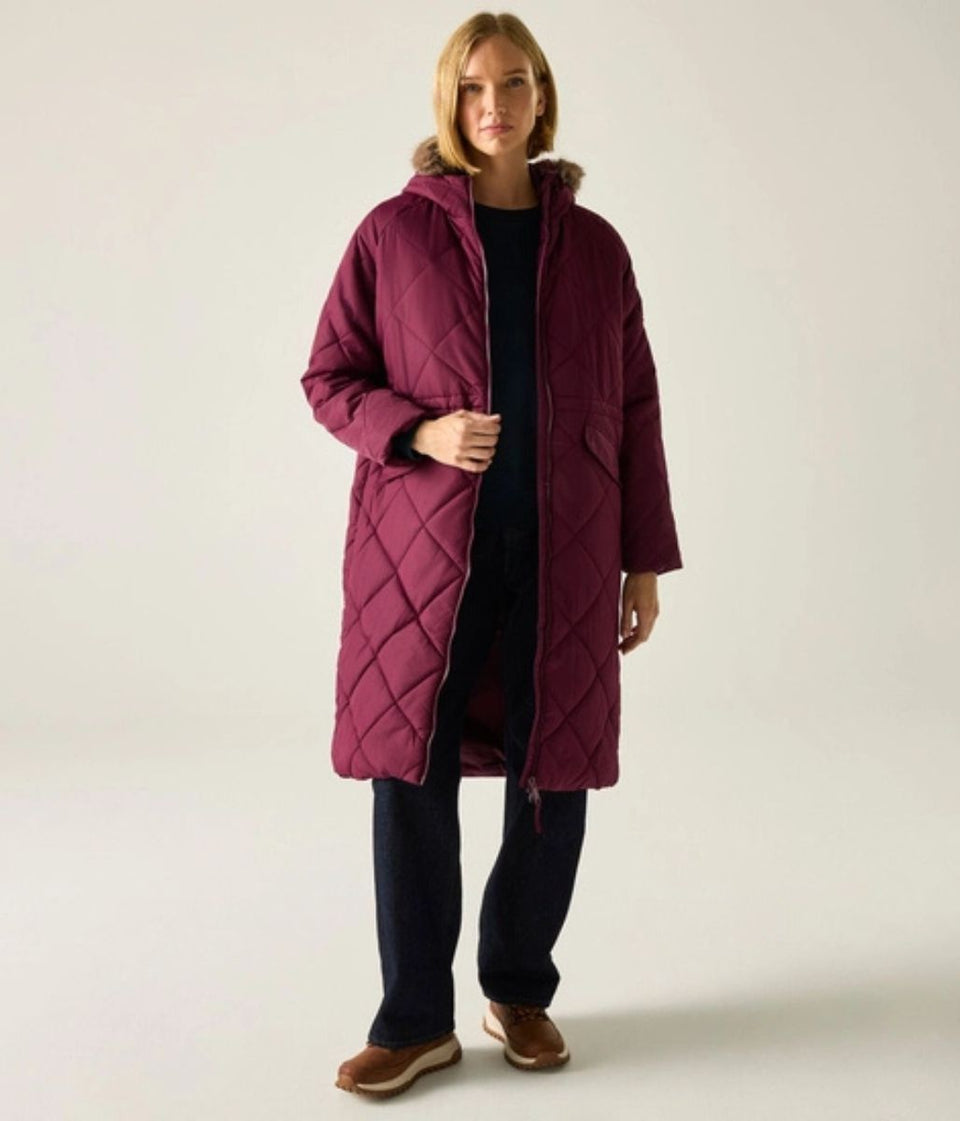 Burgundy Freyla Quilted Coat