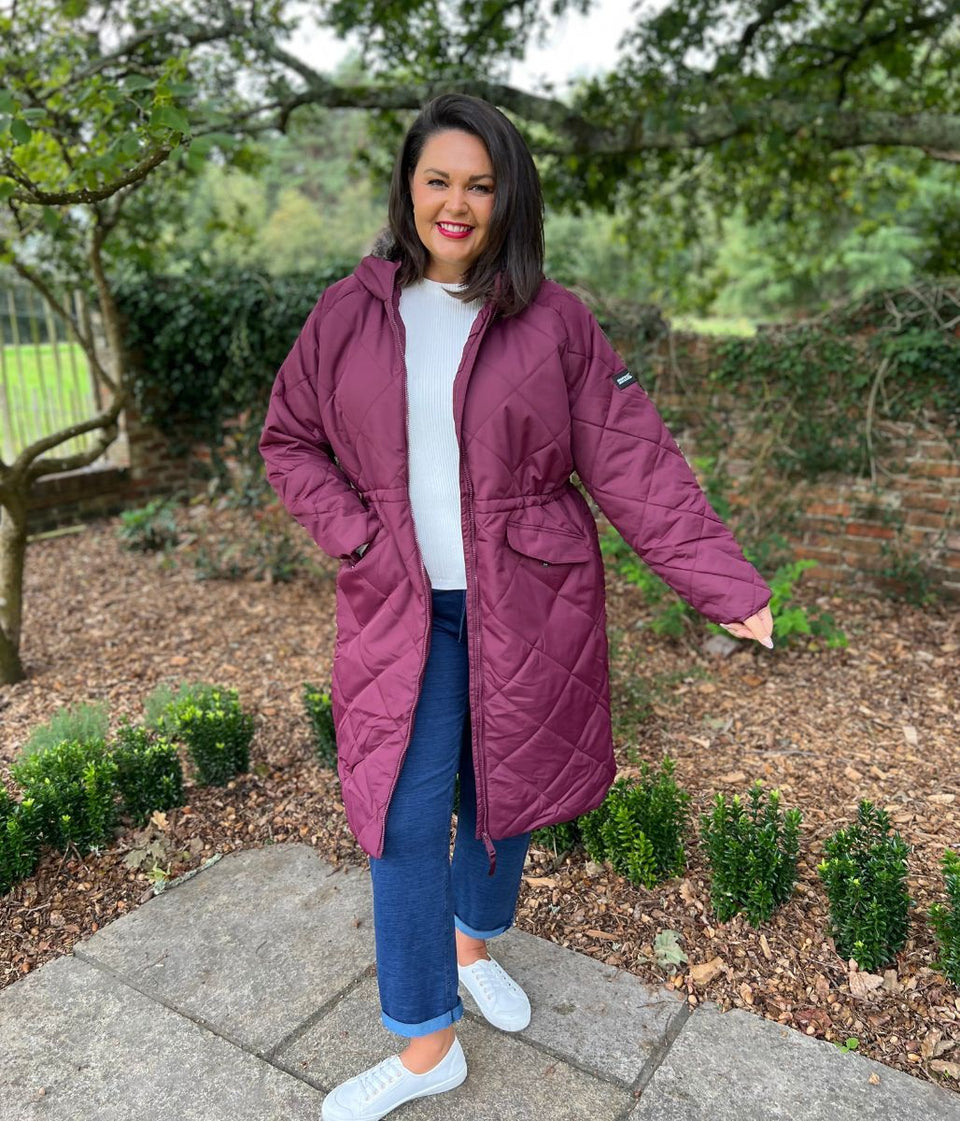 Burgundy Freyla Quilted Coat
