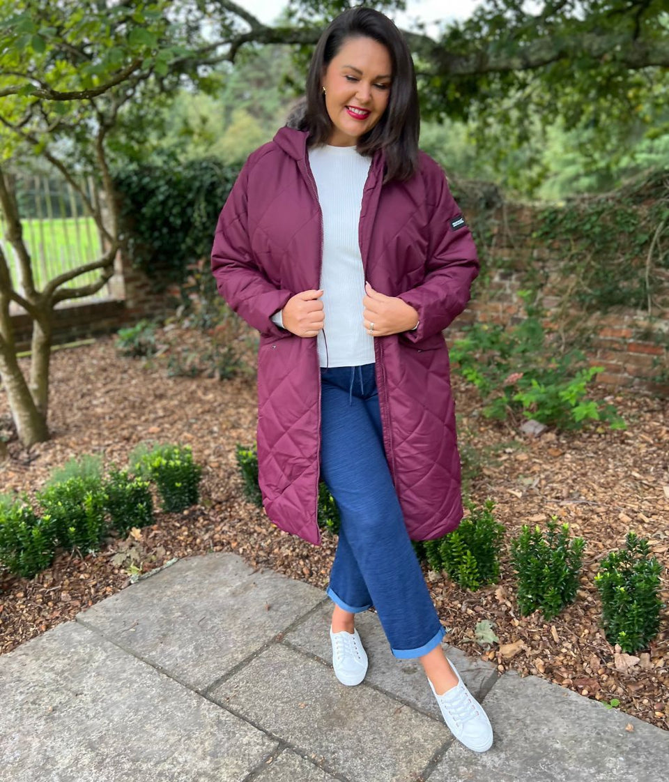 Burgundy Freyla Quilted Coat