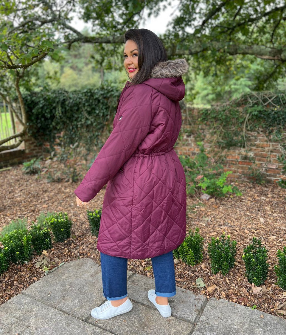 Burgundy Freyla Quilted Coat