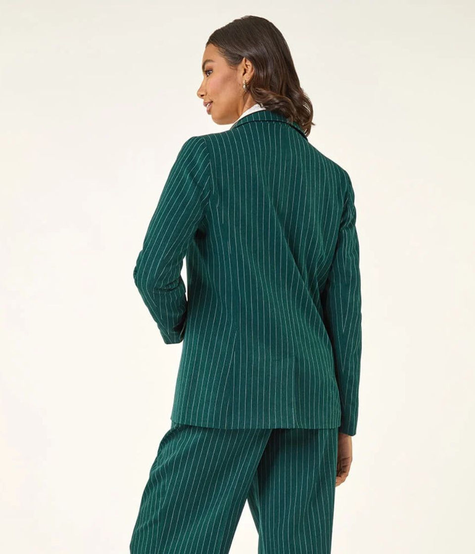 Green Pinstripe Blazer