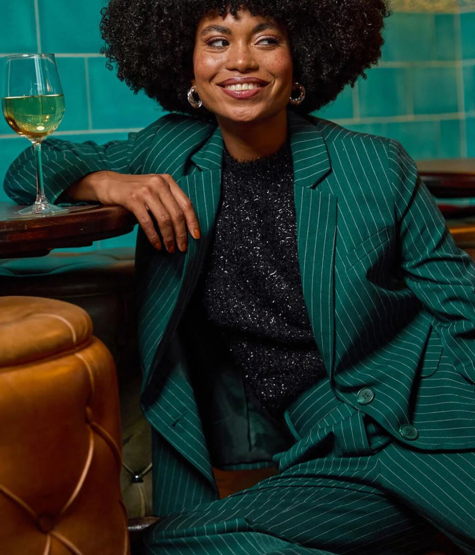 Green Pinstripe Blazer
