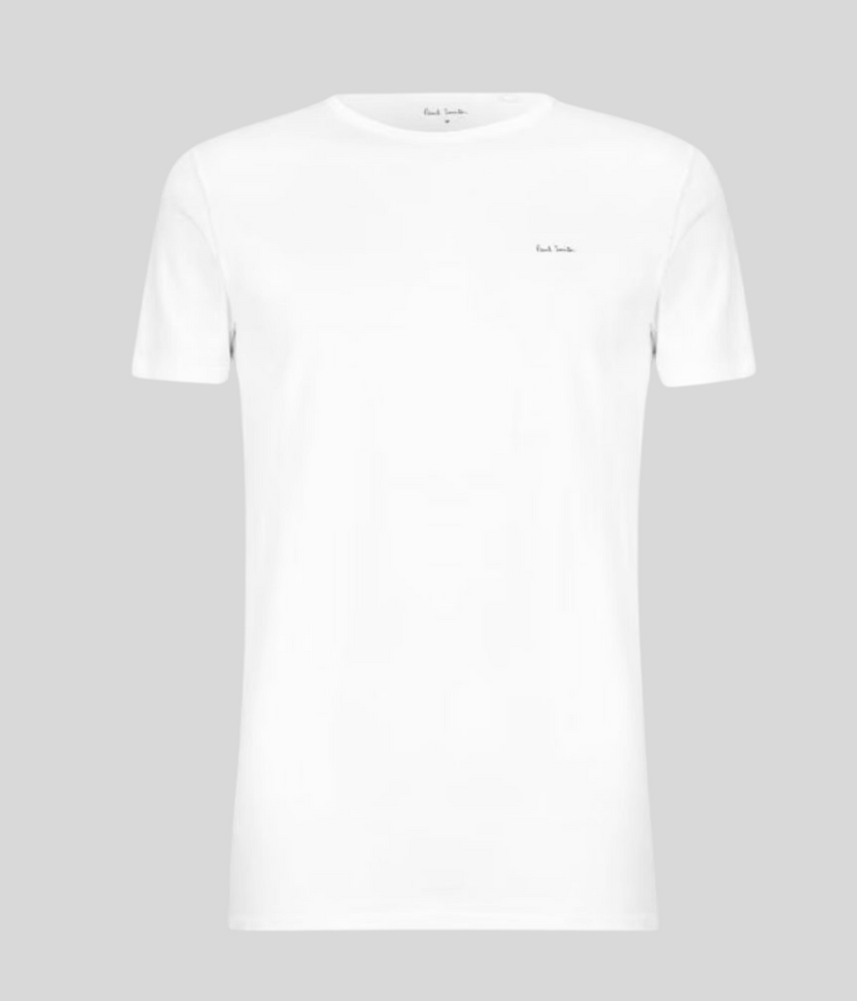 White Mens Chest Logo T Shirt