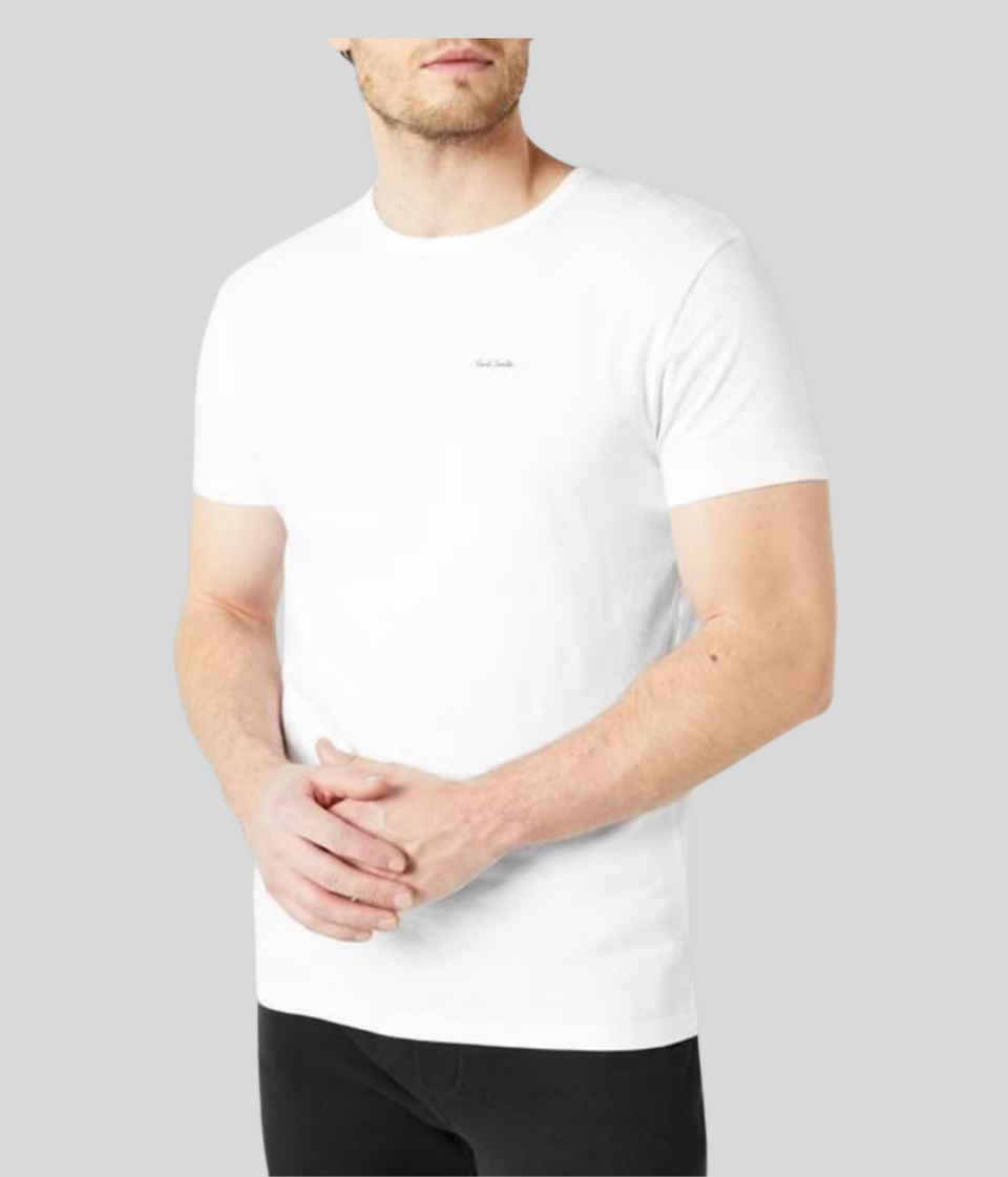 White Mens Chest Logo T Shirt