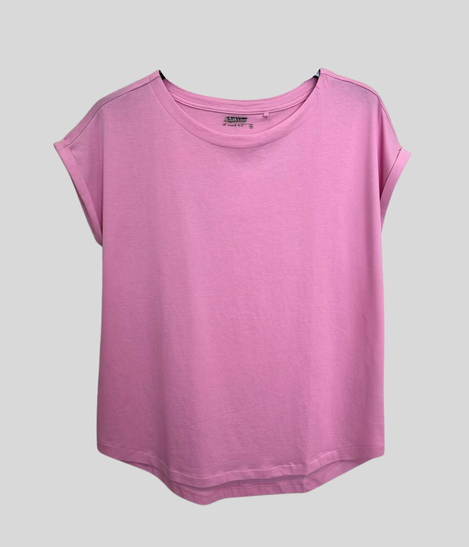 Pink Cotton Cap Sleeve T Shirt