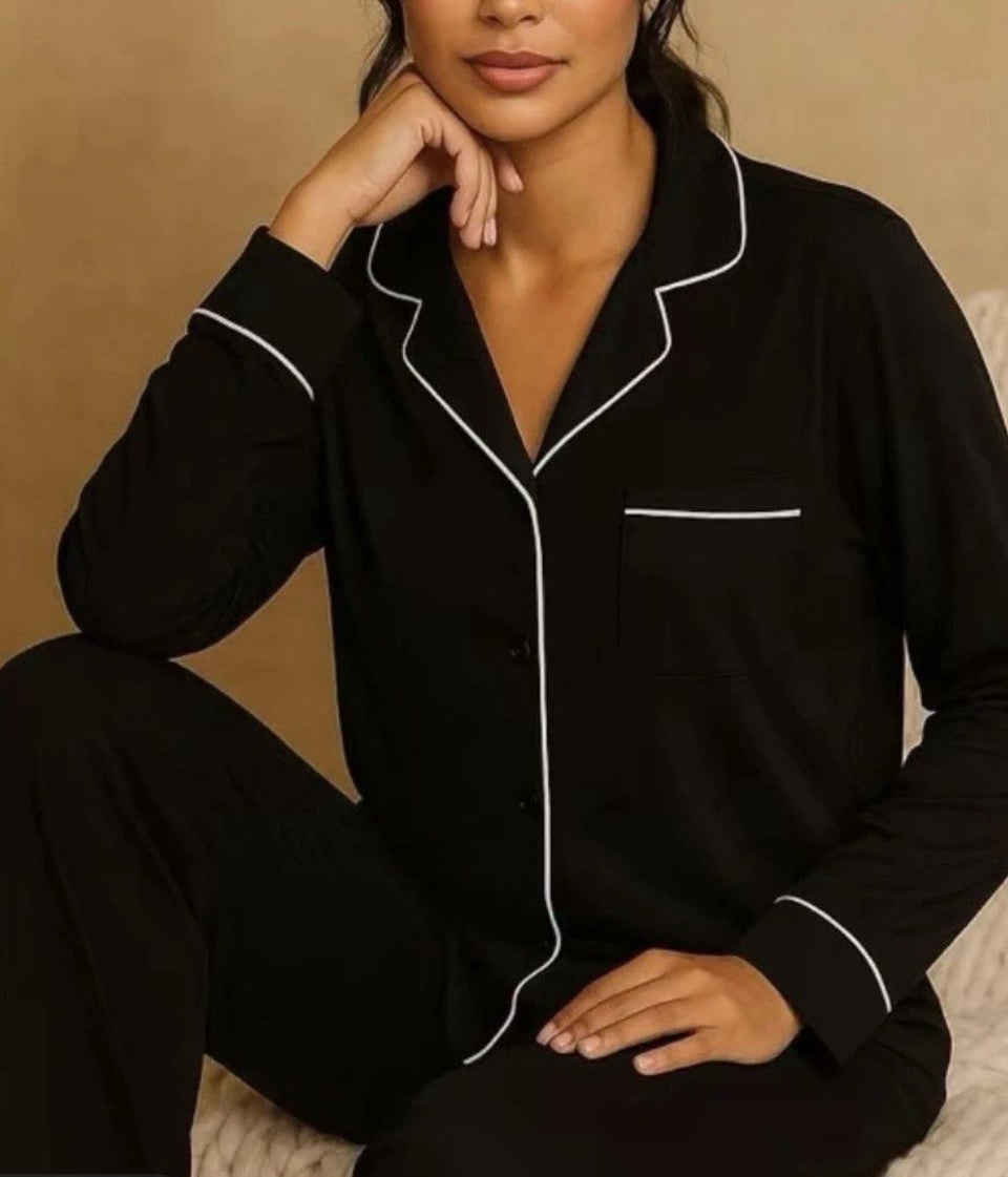 Black Jersey Pyjama Set