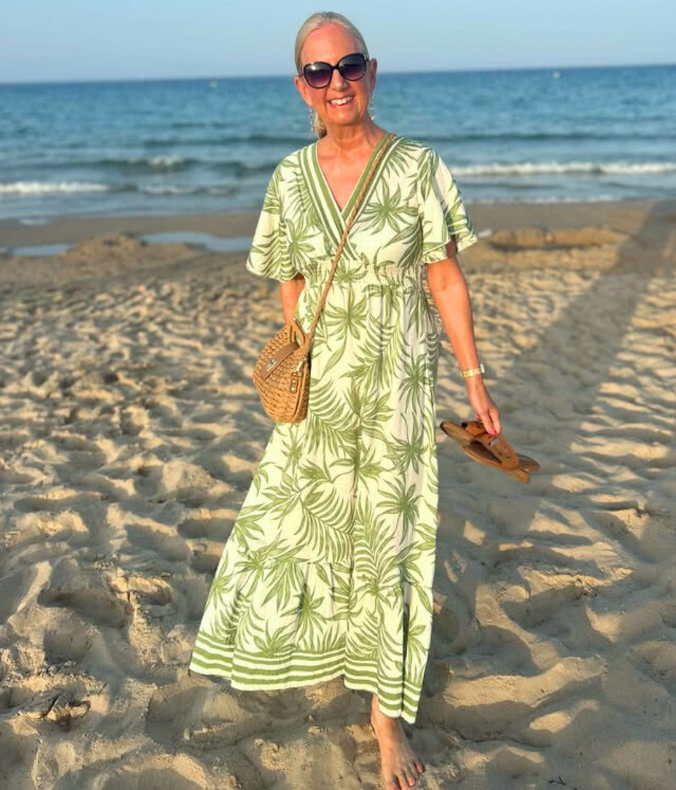 Green Raya Tropical Print Sundress