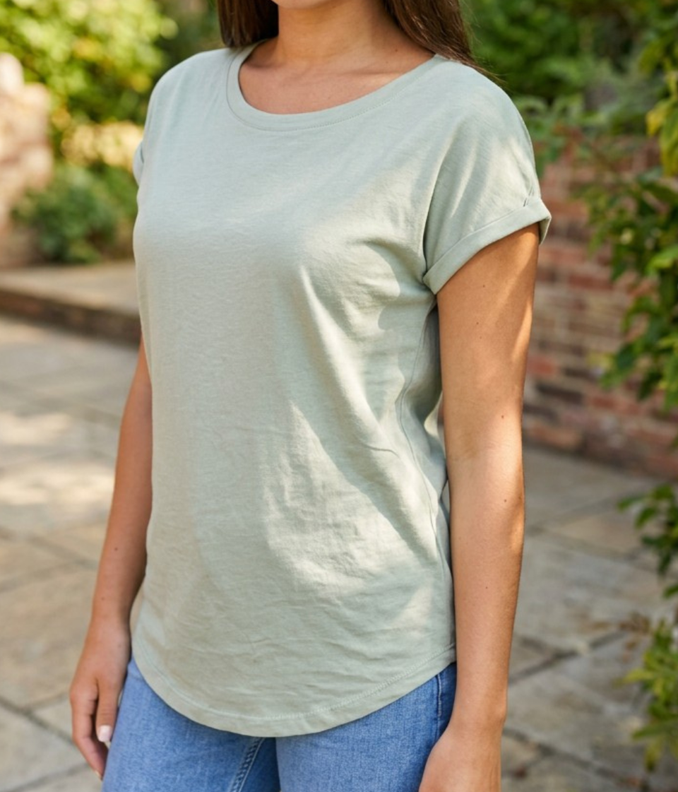 Sage Cotton Cap Sleeve T Shirt