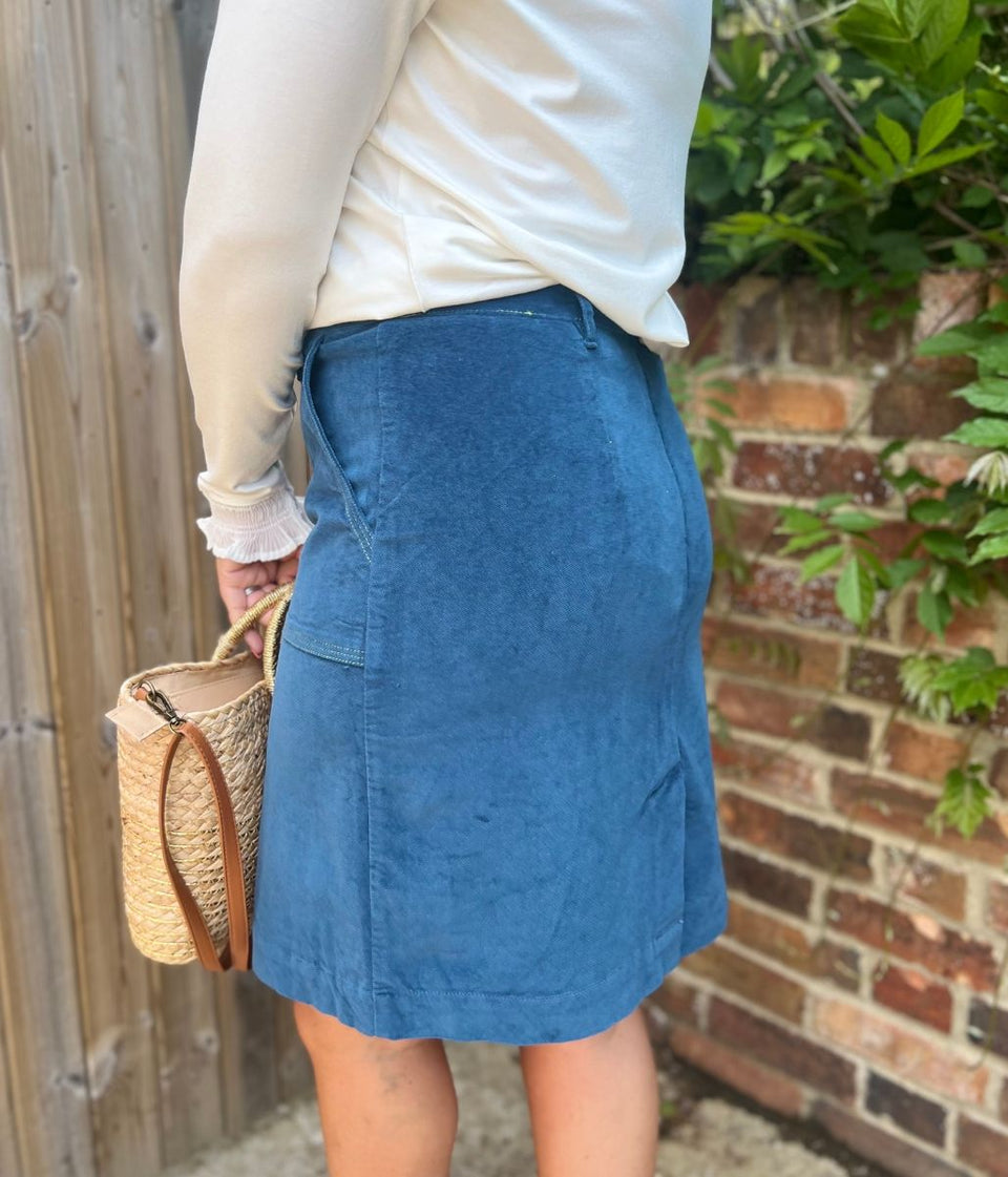 Ex Mistral Teal Moleskin Patch Pocket Skirt