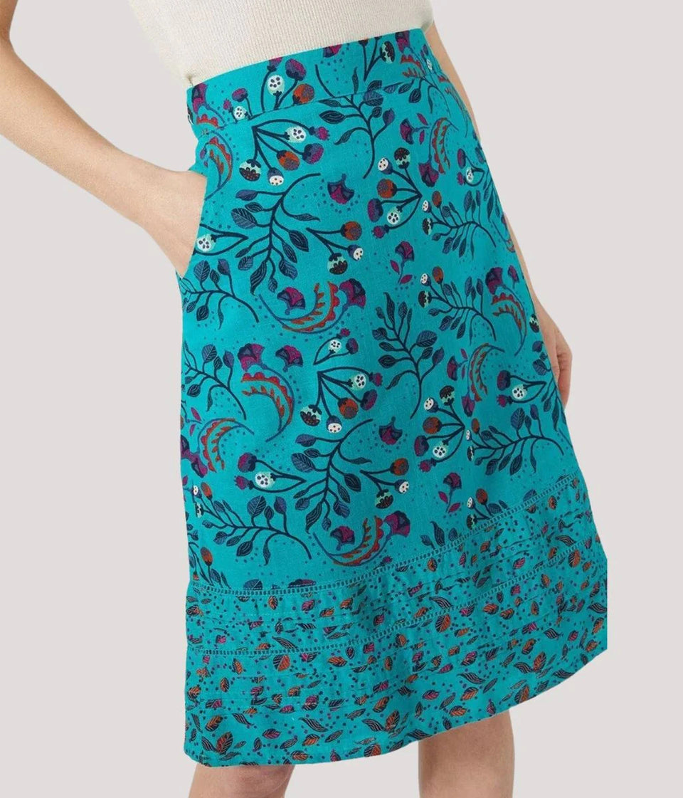 Mantaray Turquoise Print Cotton Skirt
