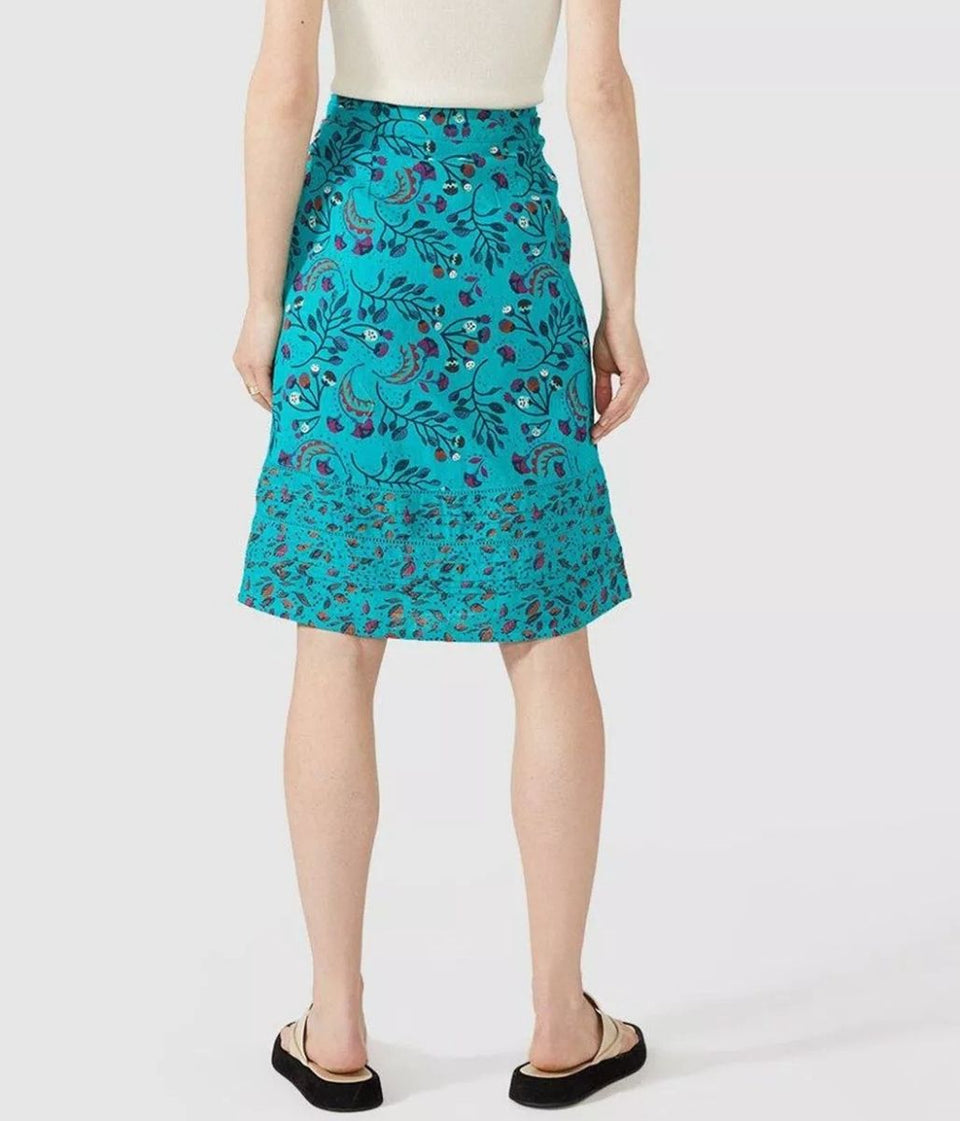 Mantaray Turquoise Print Cotton Skirt