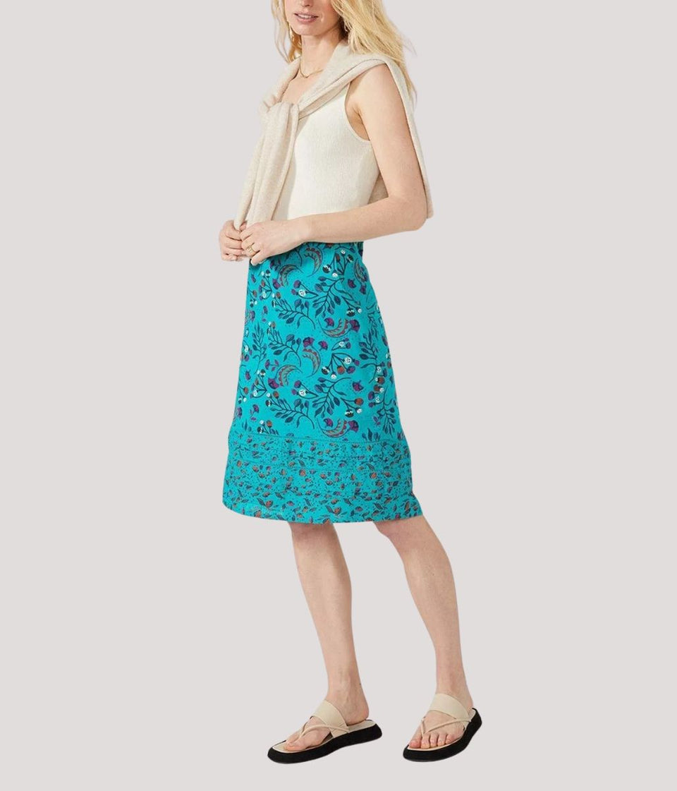Mantaray Turquoise Print Cotton Skirt
