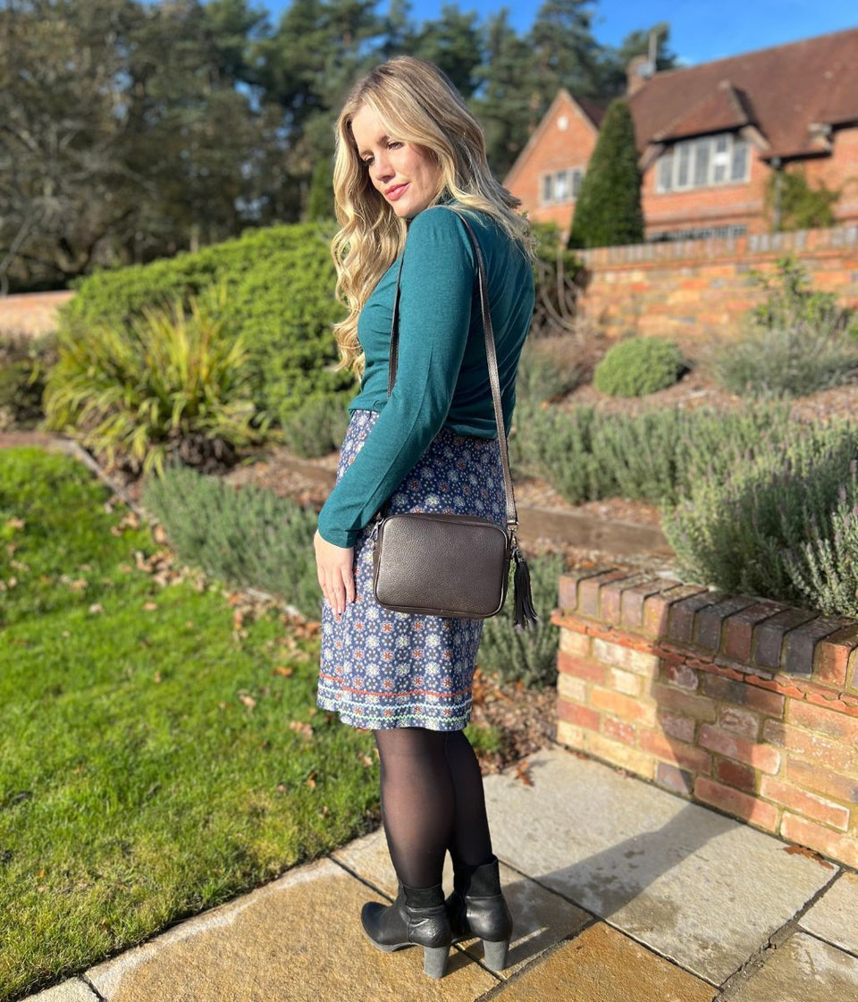 Blue Herbal Garden Moleskin Skirt