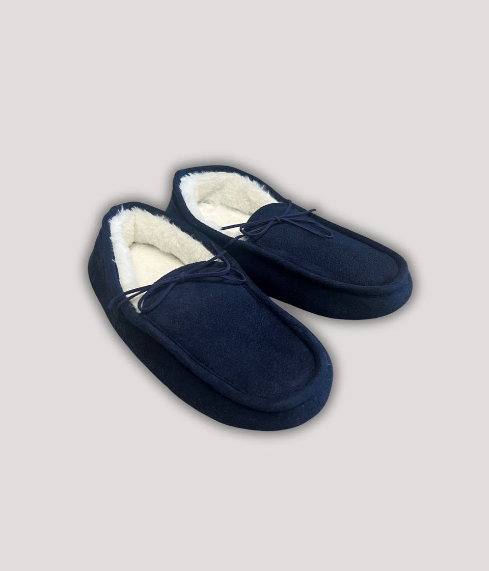 Men's Navy Faux Suede Slippers
