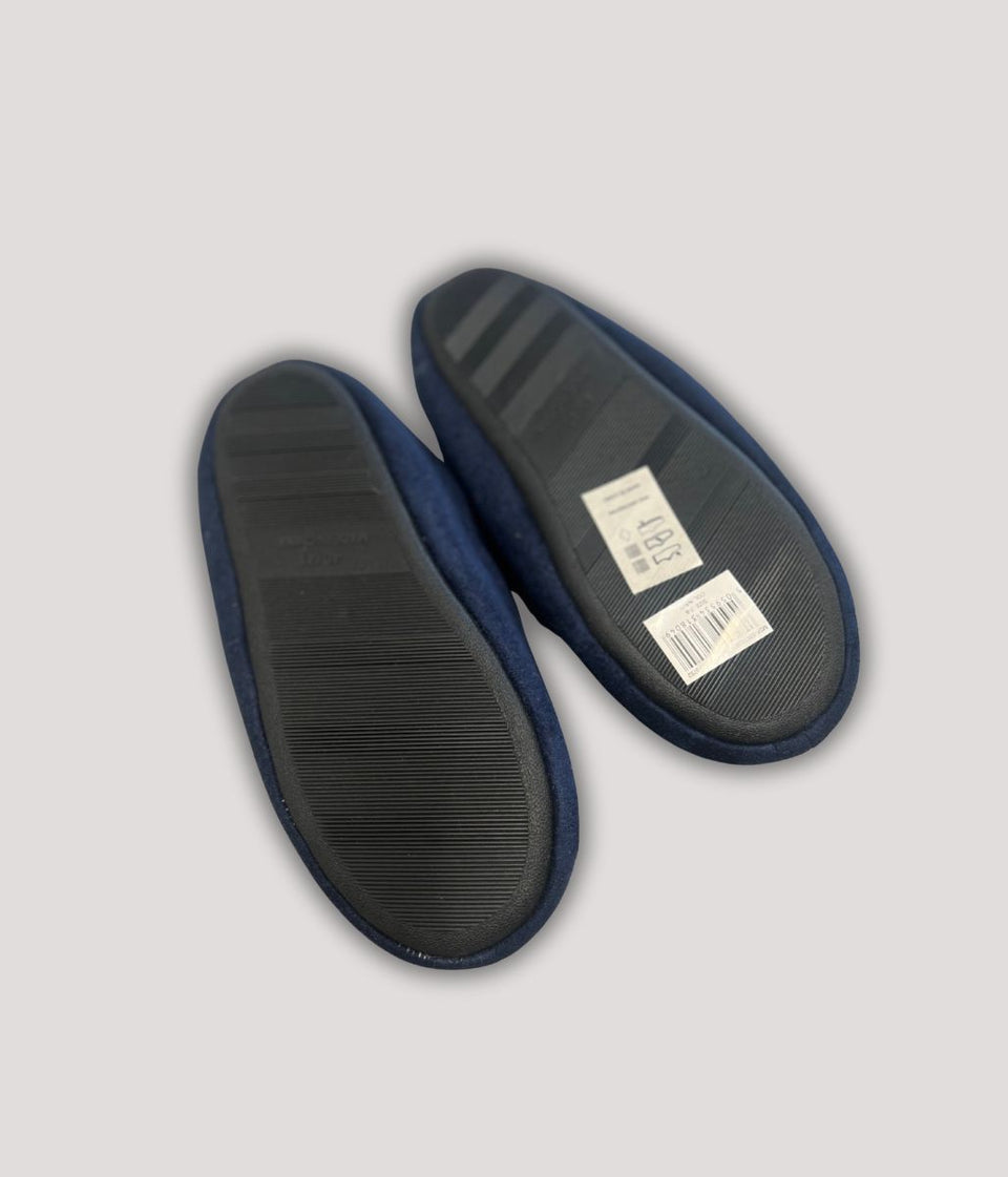 Men's Navy Faux Suede Slippers