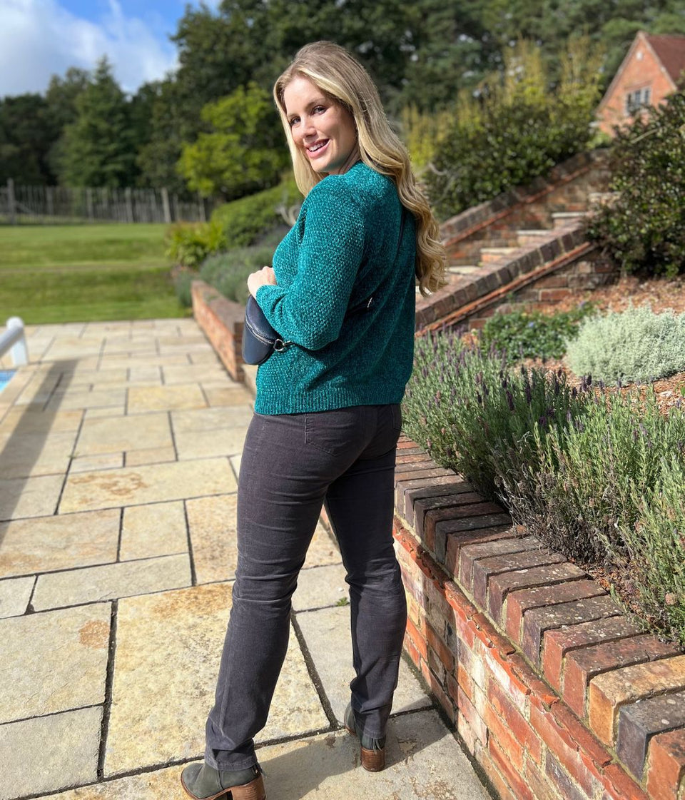 Teal Chenille Cardigan