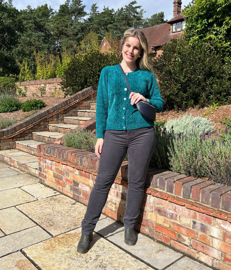 Teal Chenille Cardigan