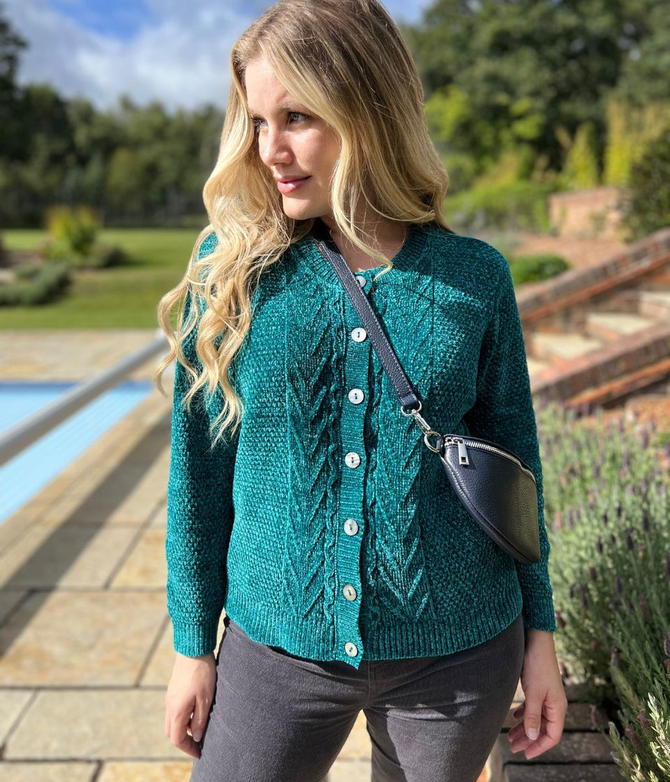 Teal Chenille Cardigan