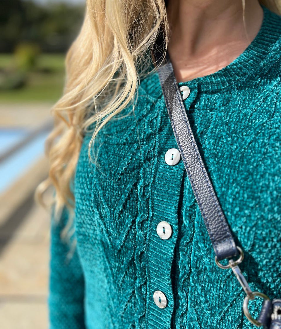 Teal Chenille Cardigan