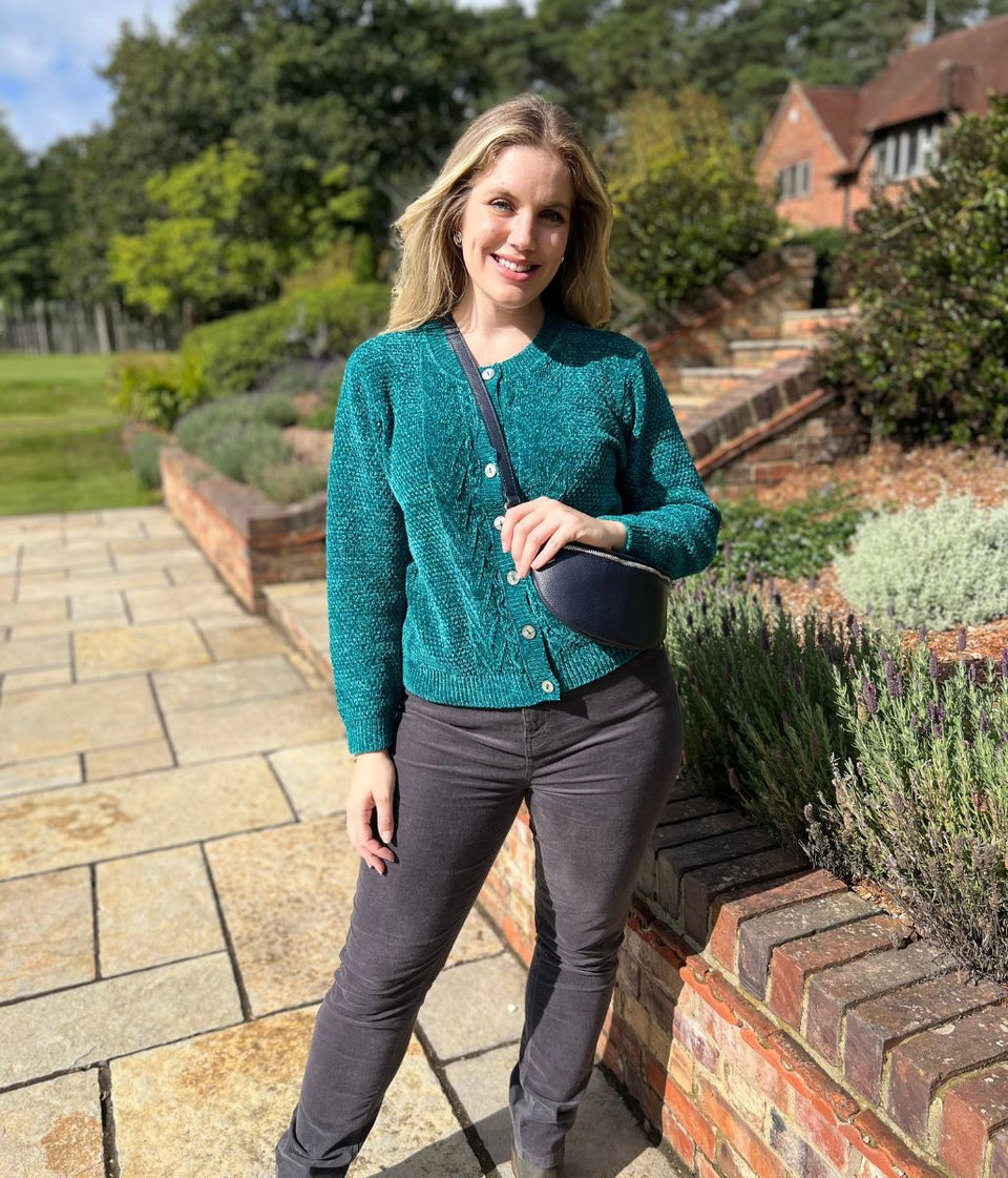 Teal Chenille Cardigan