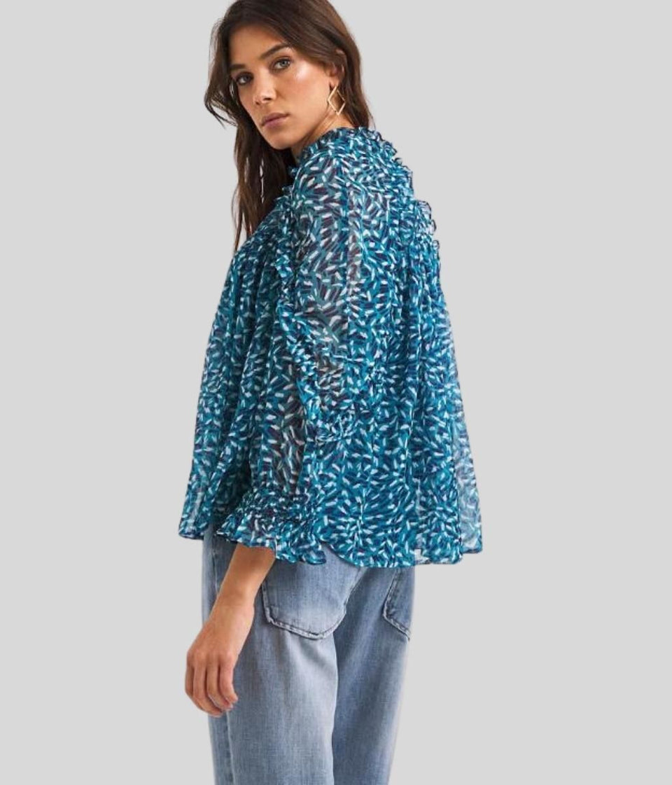 French Connection Mosaic Blue Billi Top