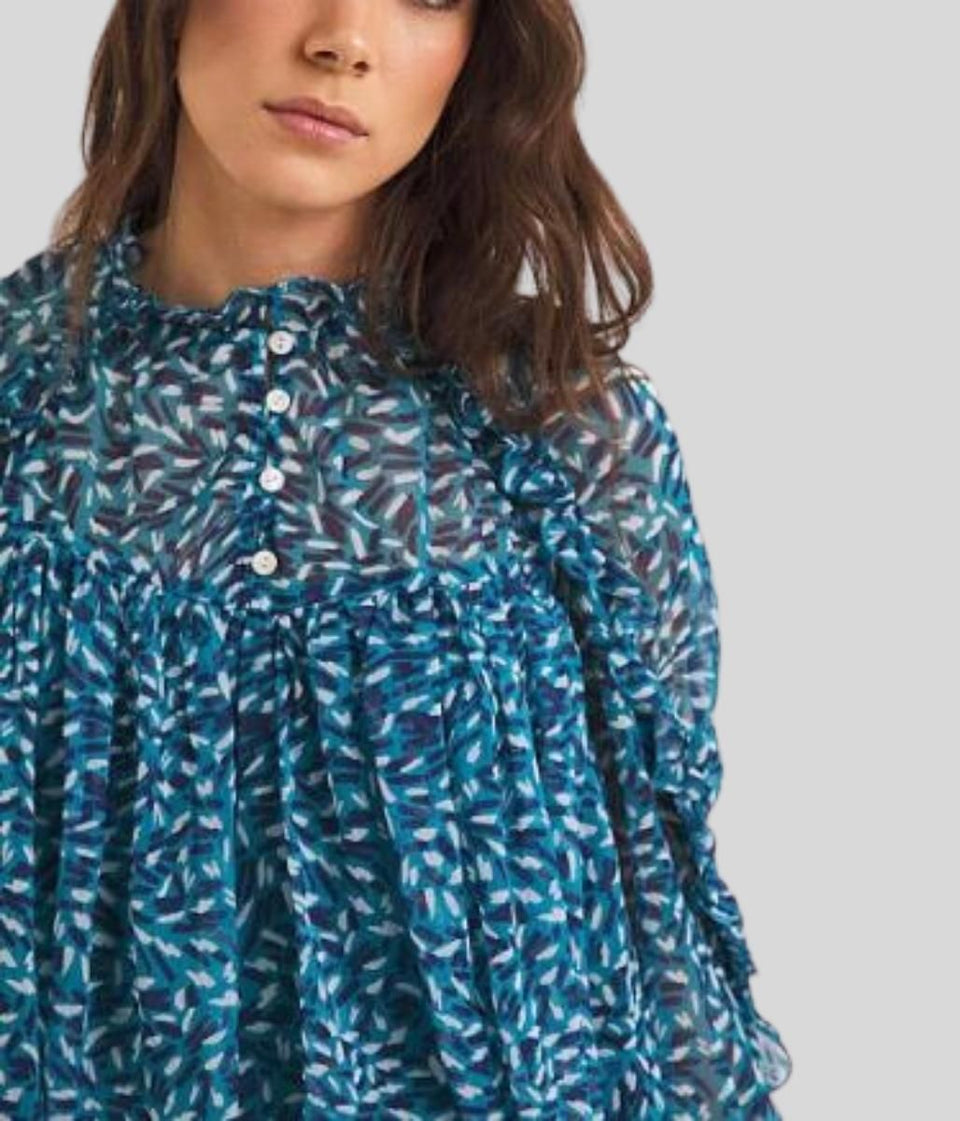 French Connection Mosaic Blue Billi Top