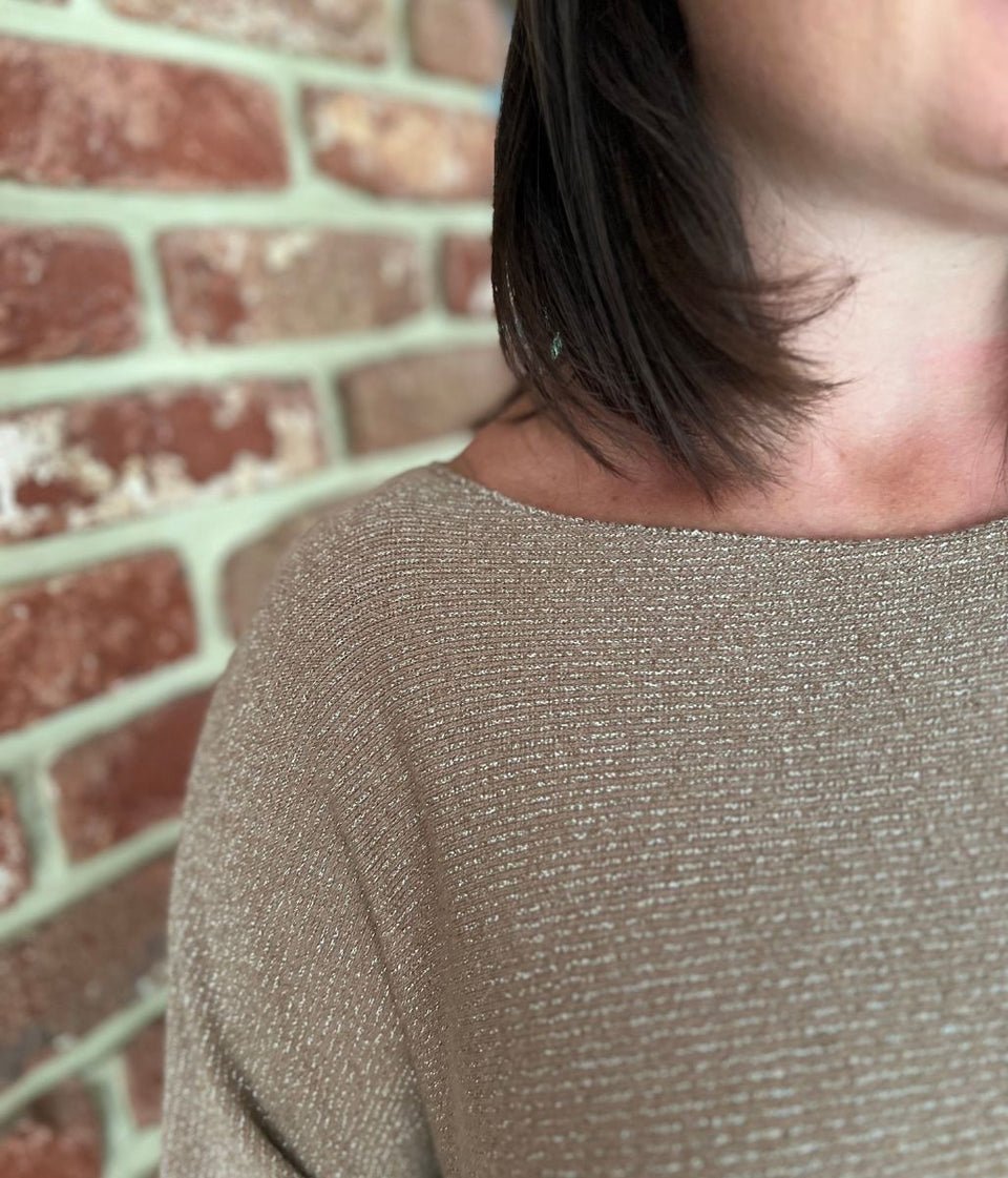 Taupe Metallic Batwing Jumper