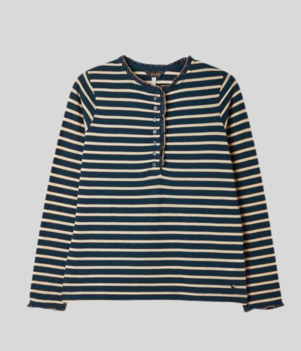 Navy Lurex Daphne Striped Top