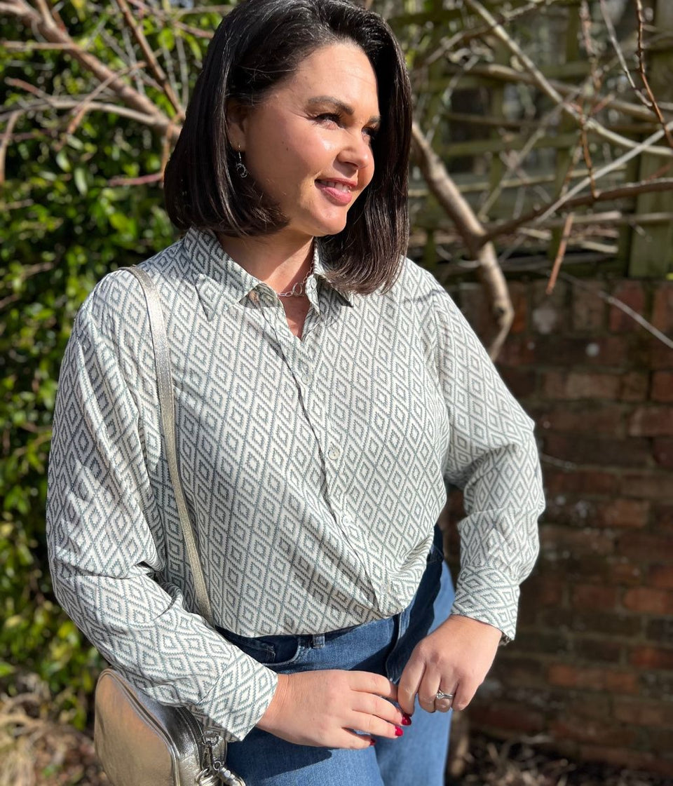 Green Aztec Print Becca Shirt