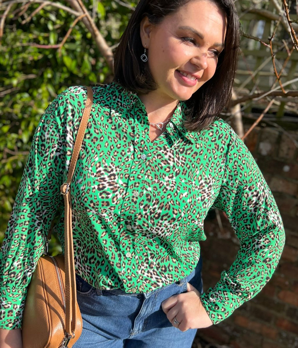 Green Leopard Print Becca Shirt