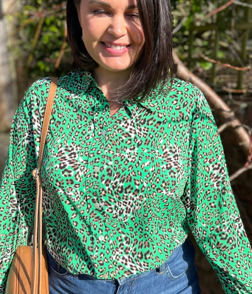 Green Leopard Print Becca Shirt