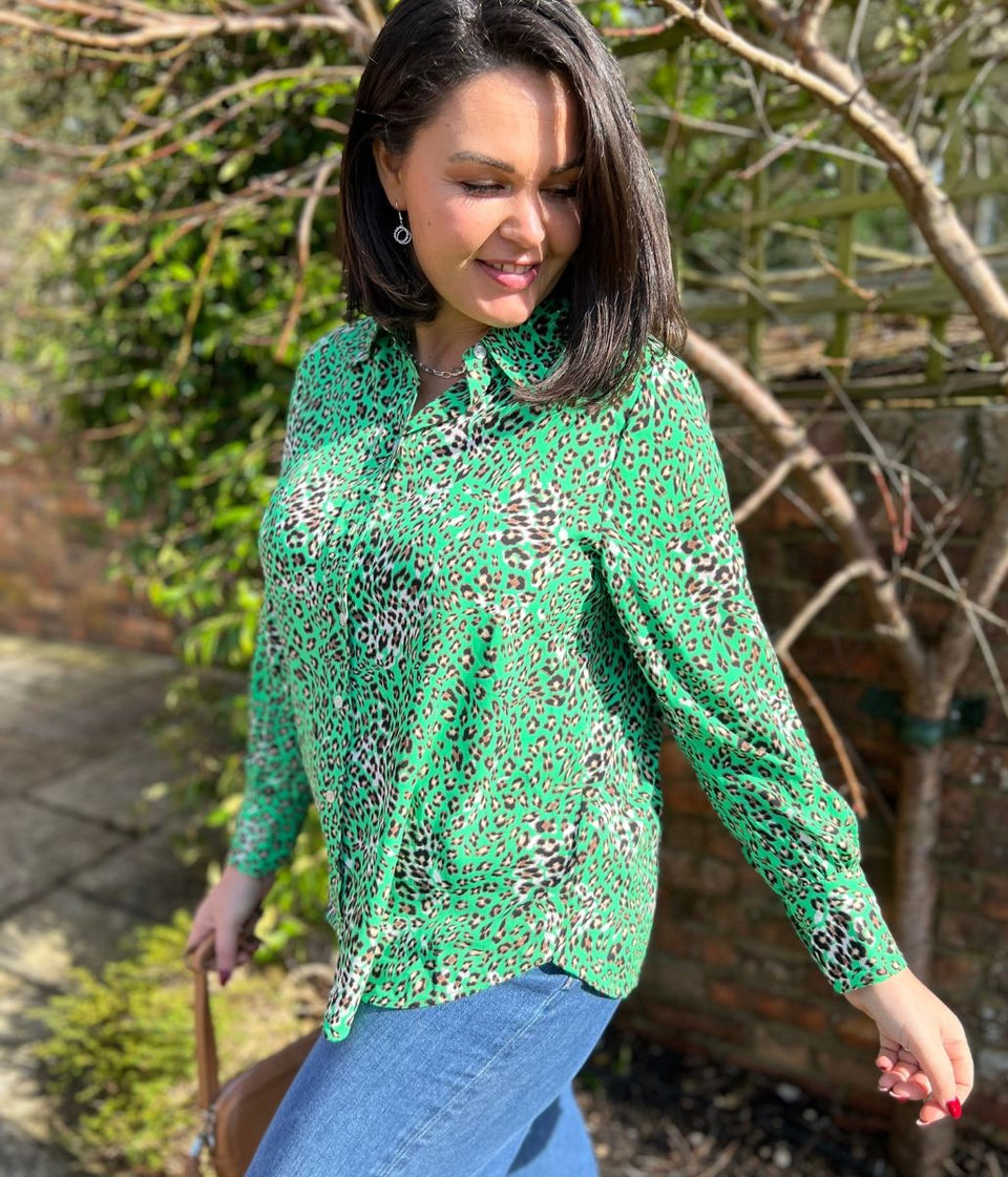 Green Leopard Print Becca Shirt