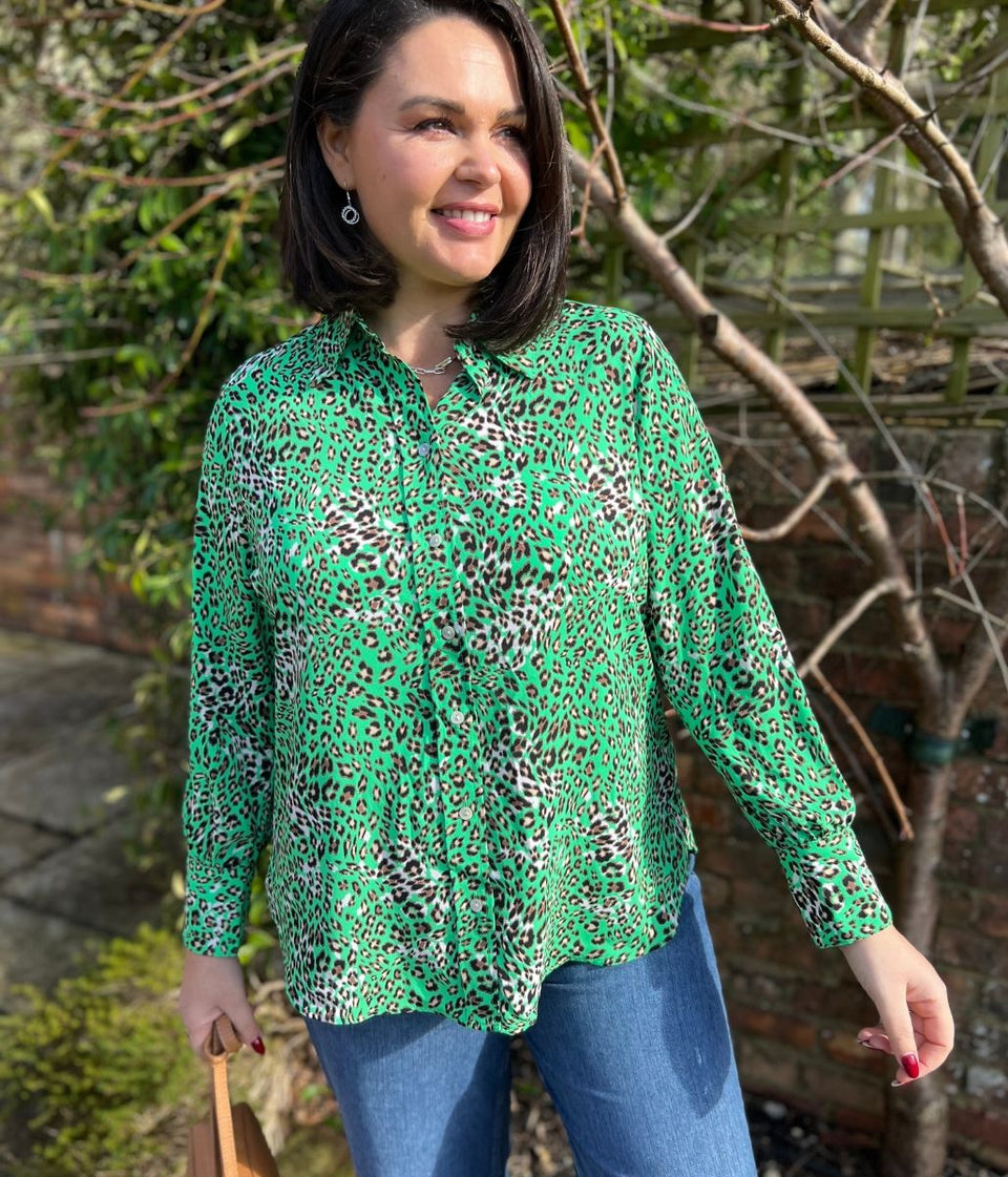 Green Leopard Print Becca Shirt