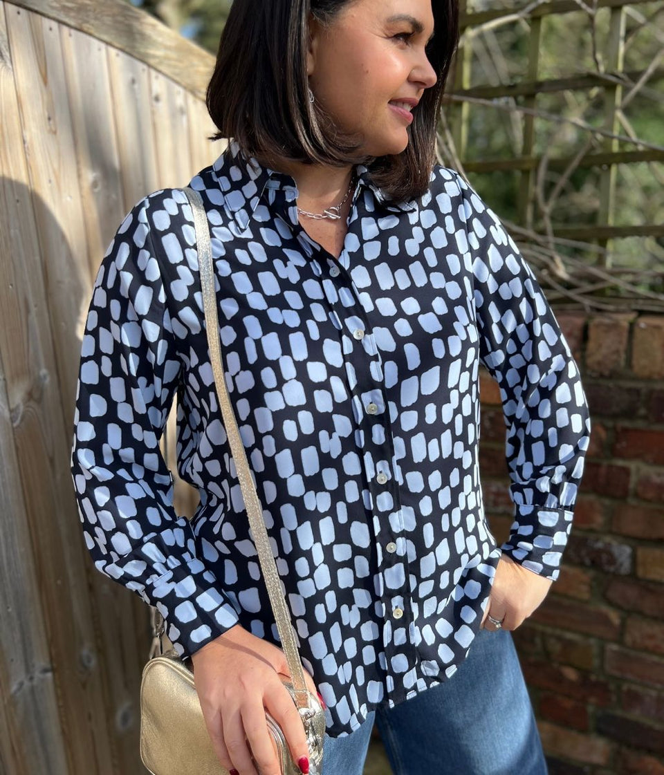 Blue Dash Print Becca Shirt