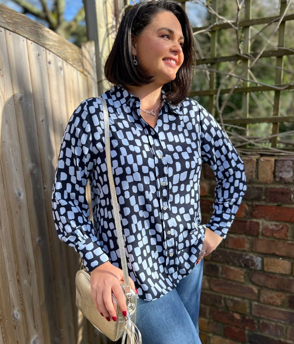 Blue Dash Print Becca Shirt