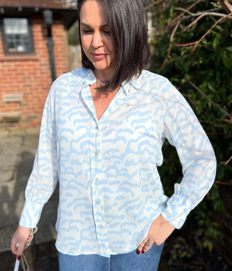 Pale Blue Print Becca Shirt