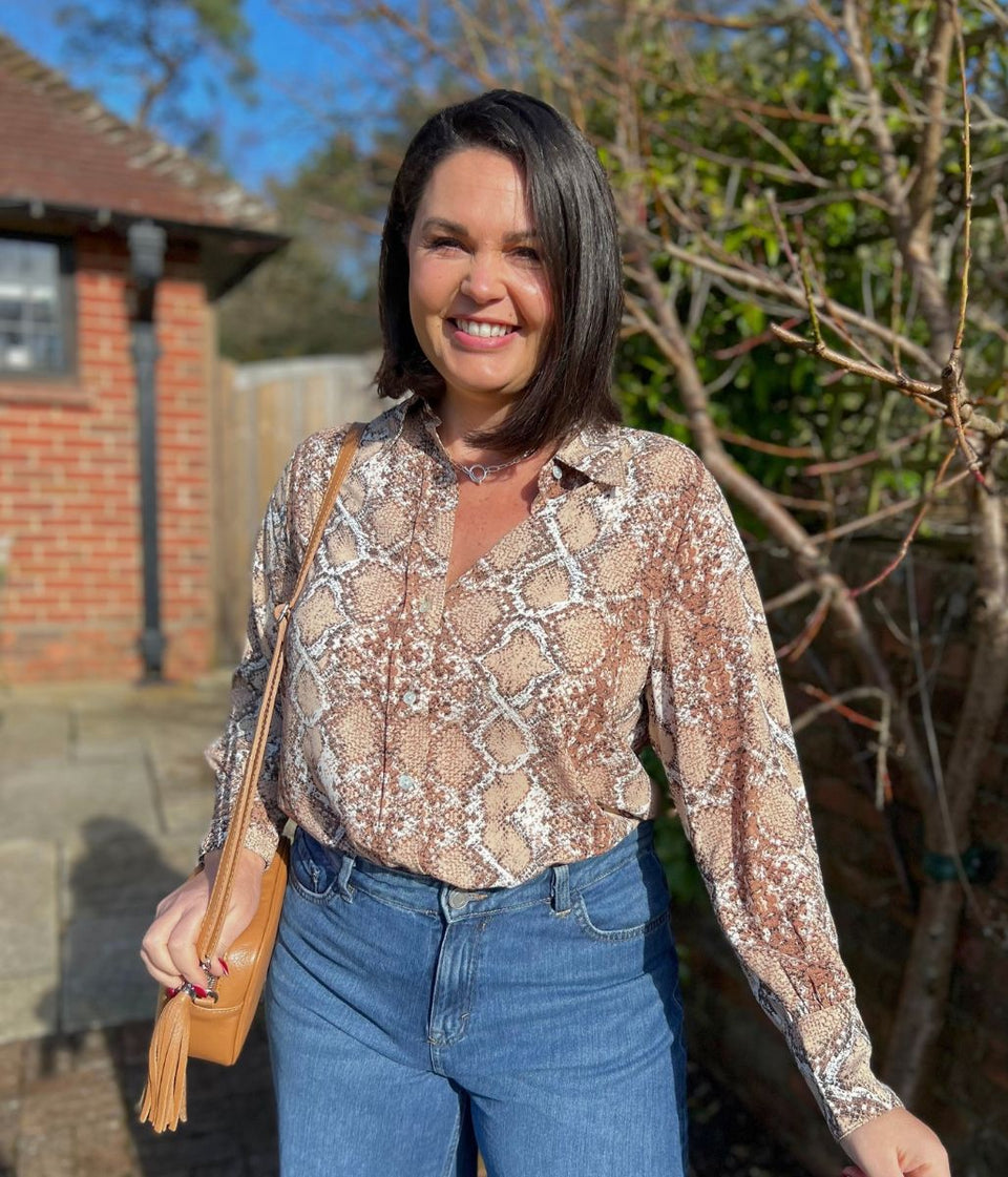 Brown Snake Print Becca Shirt