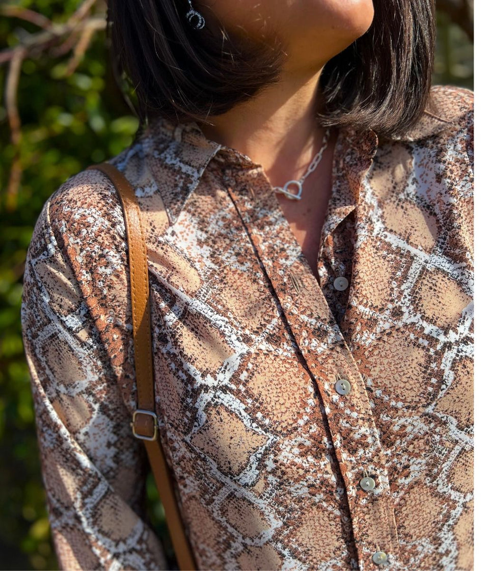 Brown Snake Print Becca Shirt