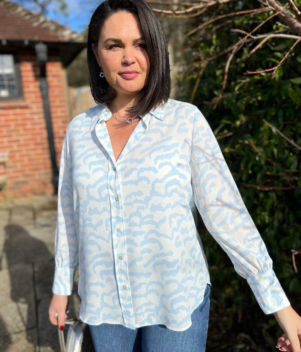 Pale Blue Print Becca Shirt