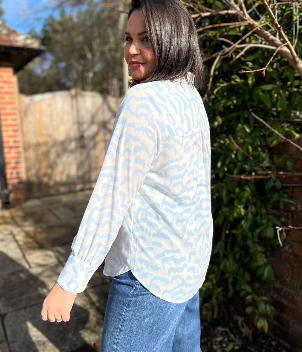 Pale Blue Print Becca Shirt