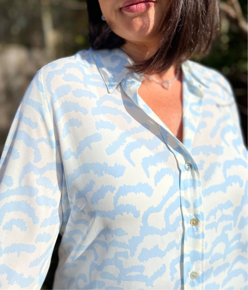 Pale Blue Print Becca Shirt