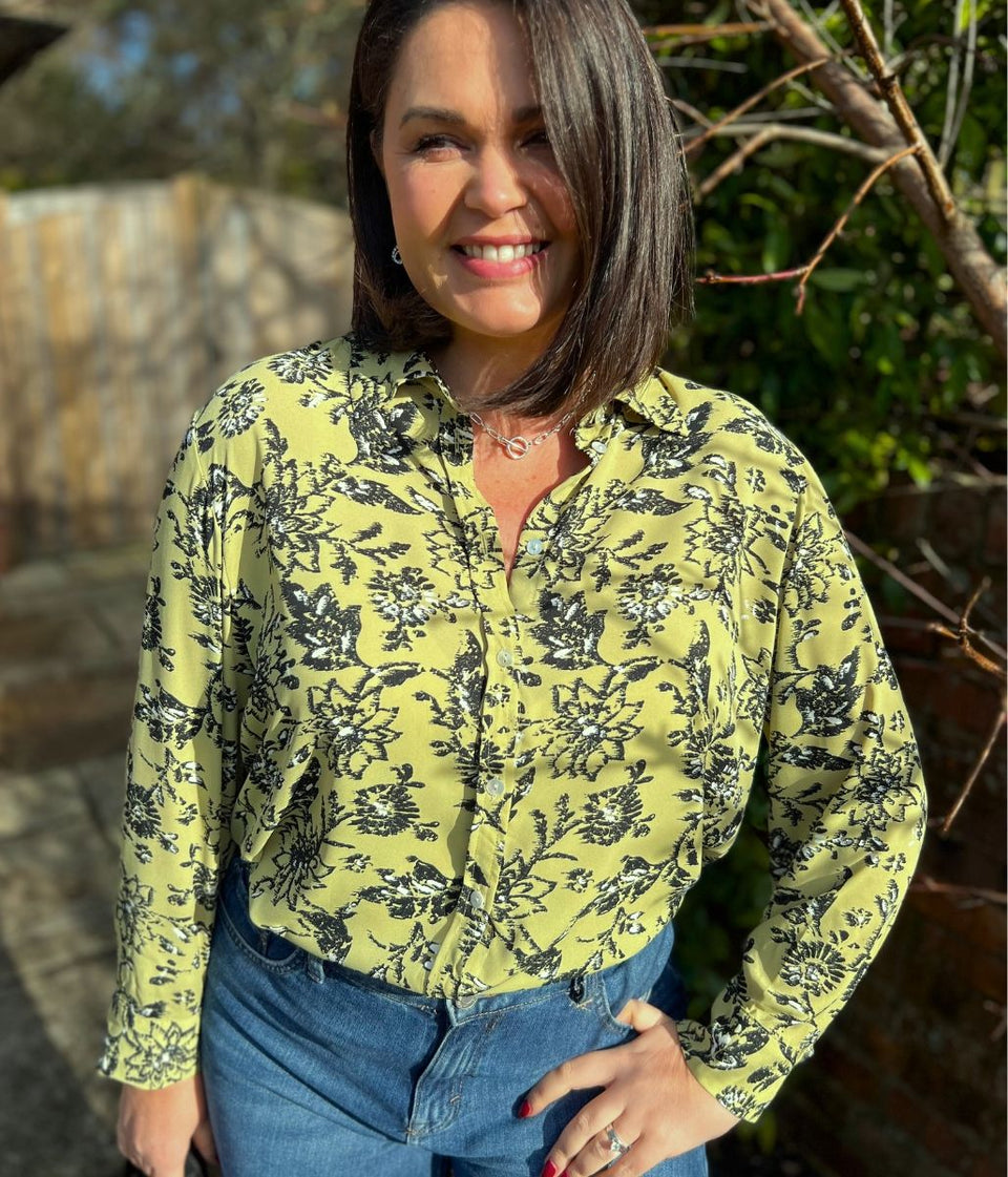 Green Floral Print Becca Shirt