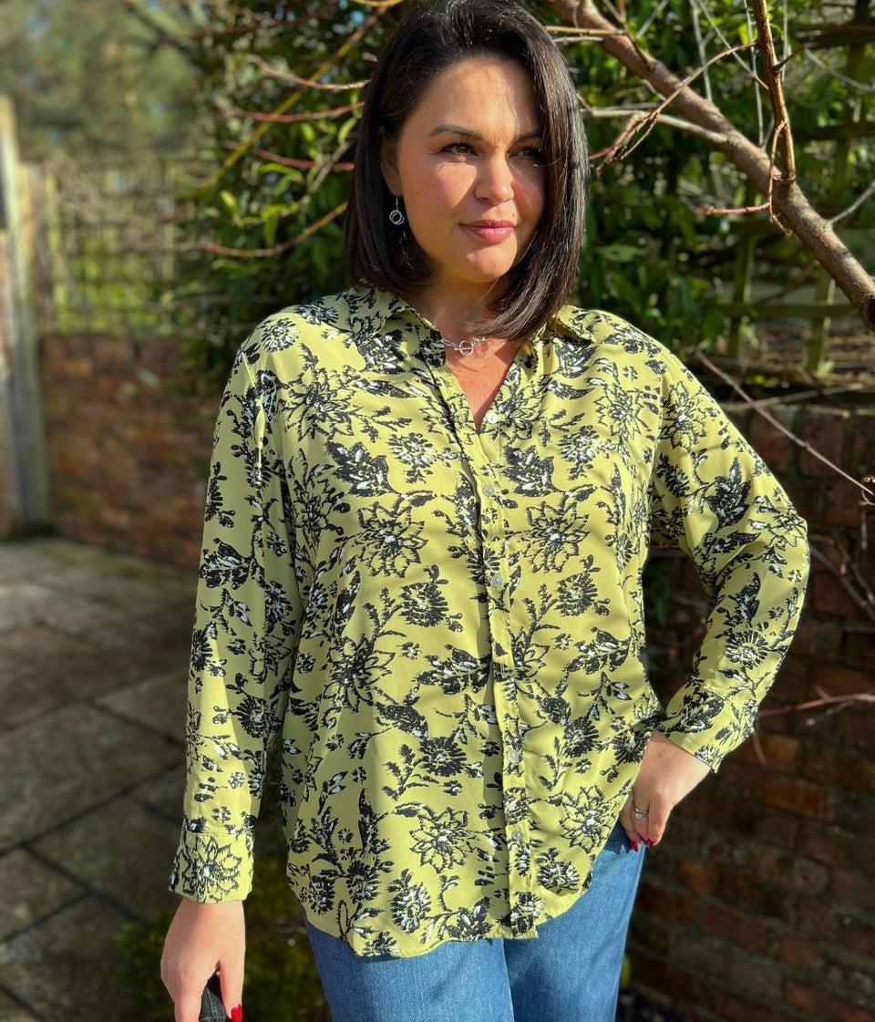 Green Floral Print Becca Shirt