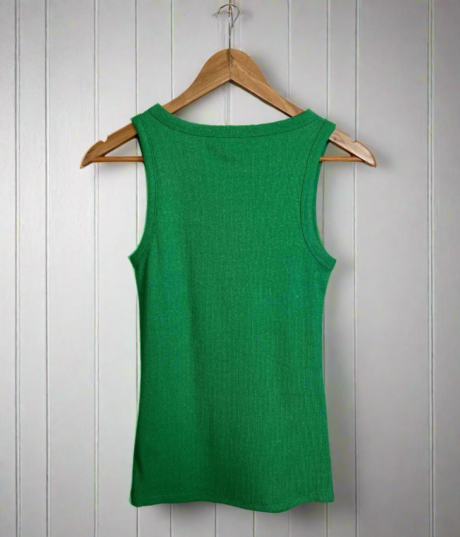 Green Sparkly Ribbed Vest