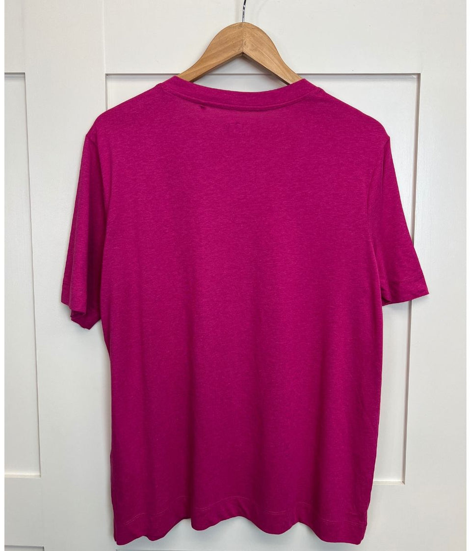 Pink Cotton Modal Slouch V-Neck T-Shirt