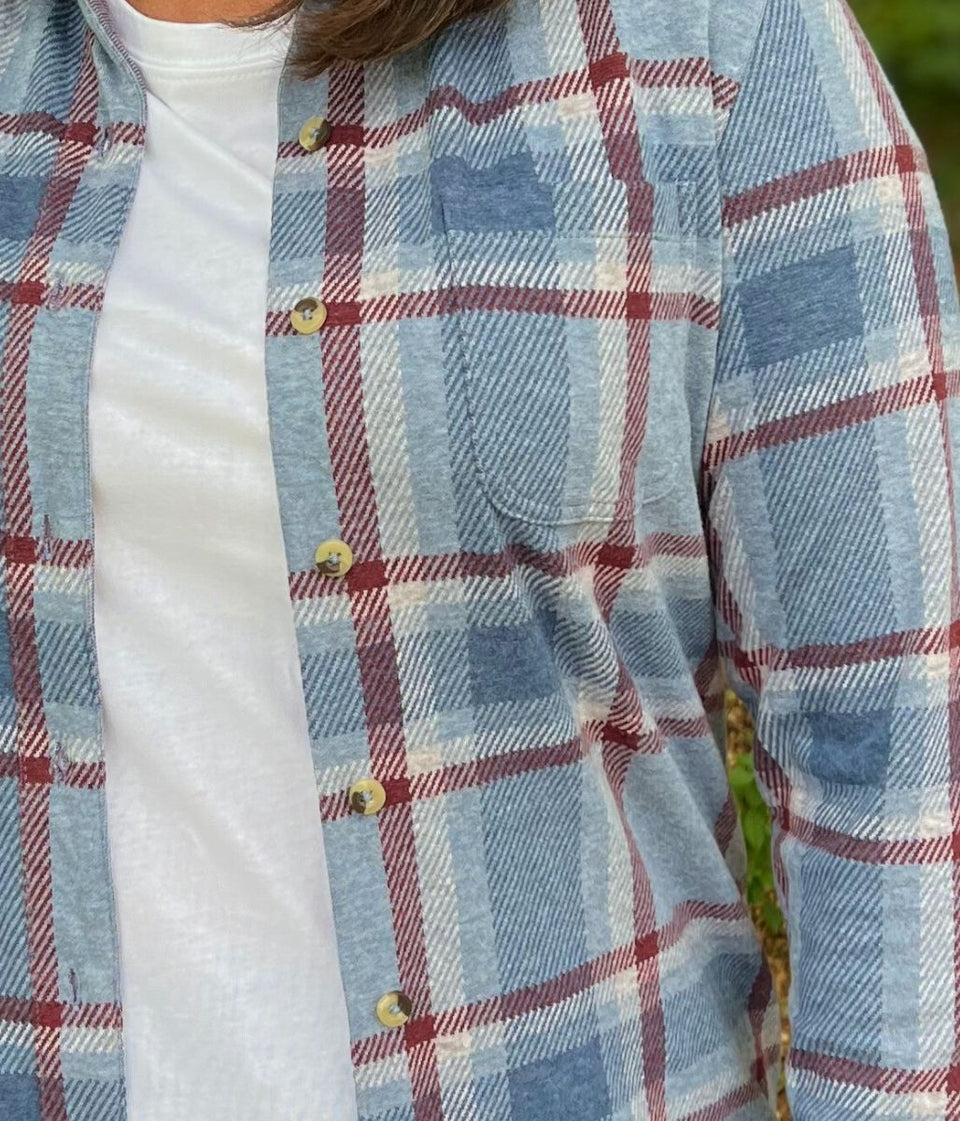 Blue Check Soft Jersey Shirt