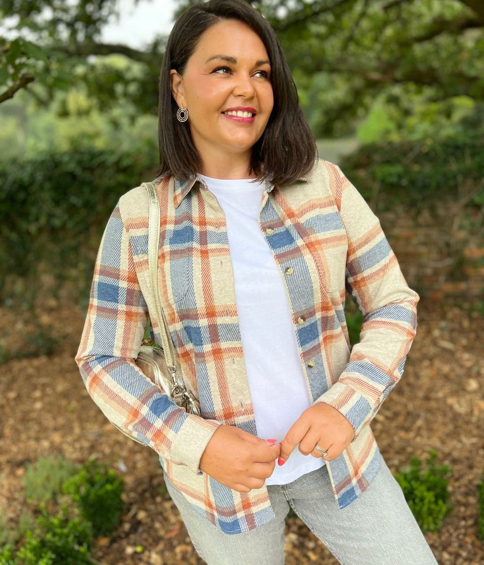 Oatmeal Check Soft Jersey Shirt