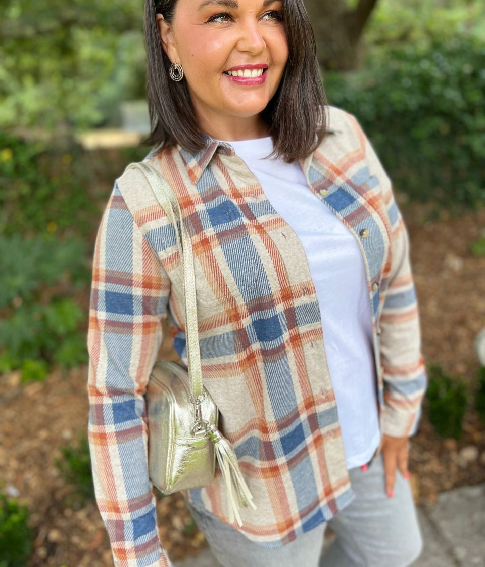 Oatmeal Check Soft Jersey Shirt