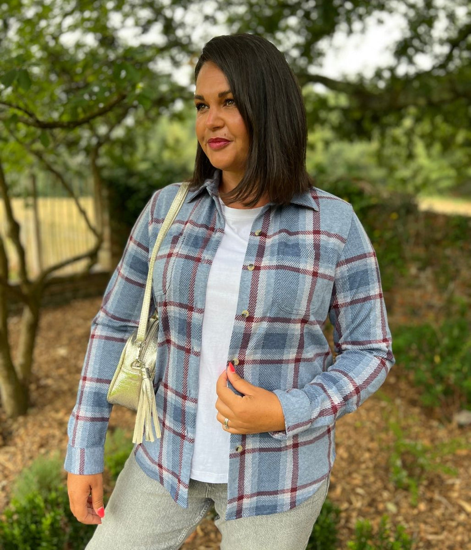 Blue Check Soft Jersey Shirt
